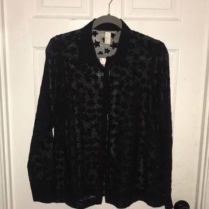 Black sheer blouse with stars